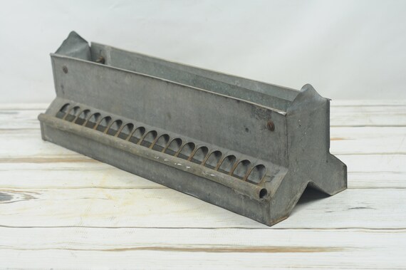Galvanized Zinc Chicken Feeder Trough 15 Inch Antiques Antiques