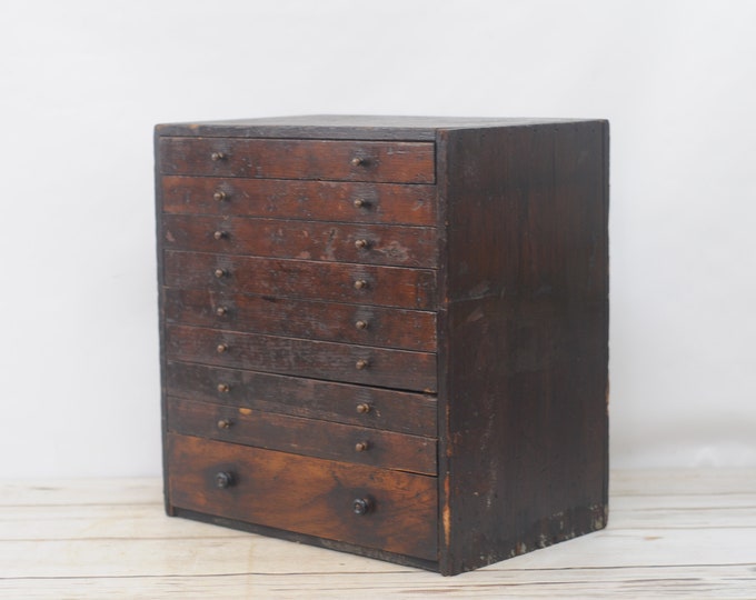 Antique . Wood Table Top Drawers Letterpress Watchmaker Etsy