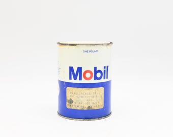 Stary nieotwarty eksponat kolekcjonerski MOBIL Stacja paliw 1 funt Mobilgrease 1977