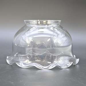 Antique/Vintage Crimped Ruffled Fine Clear Glass Light Shade 4&quot;Fitter