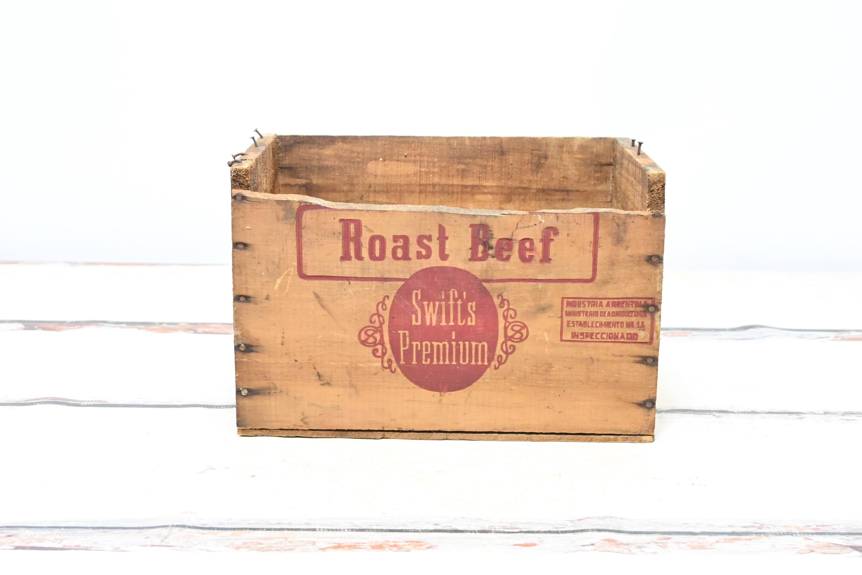 Vintage . Swift's Premium Brand Box Wood Roast Beef Crate