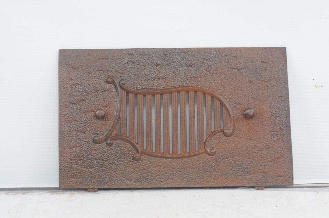 Antique . Cast Iron Salvage Grate Front Panel Insert Fireplace Etsy