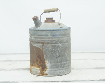 Vintage . Wheeling? Military Metal Water Gas Can Fuel Tank Red US