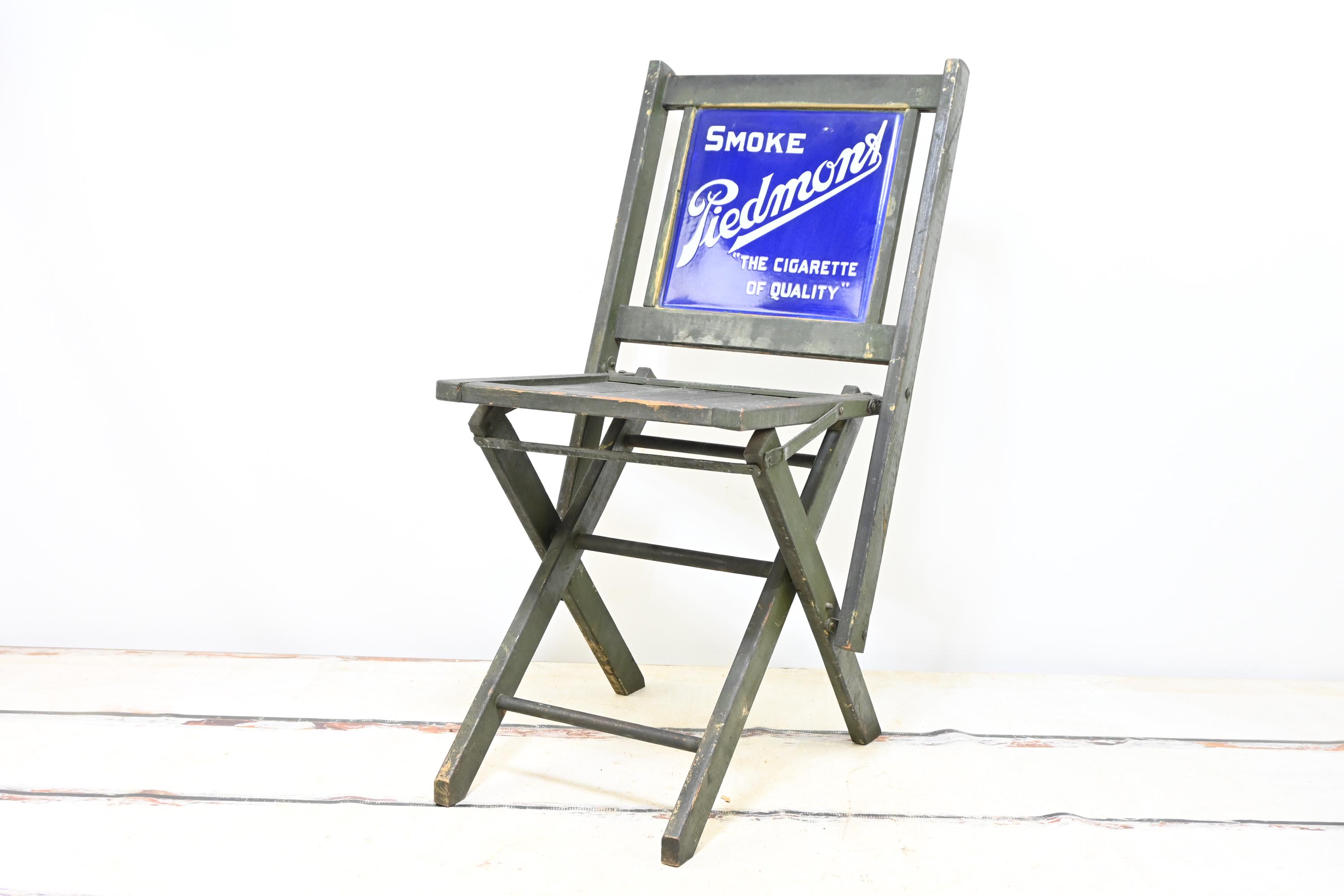 piedmont cigarette sign Antique Piedmont Cigarette Tobacco Advertising Porcelain Sign Baseball  Chair