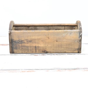Antique/Vintage . Wood Tote Box Crate Wood Box With Wood Handle Garden Tote Market Tote Primitive Rustic Farmhouse Decor