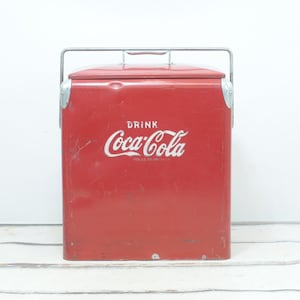 Vintage Coca Cola Coke Cooler Metal Cooler With Tray Temprite