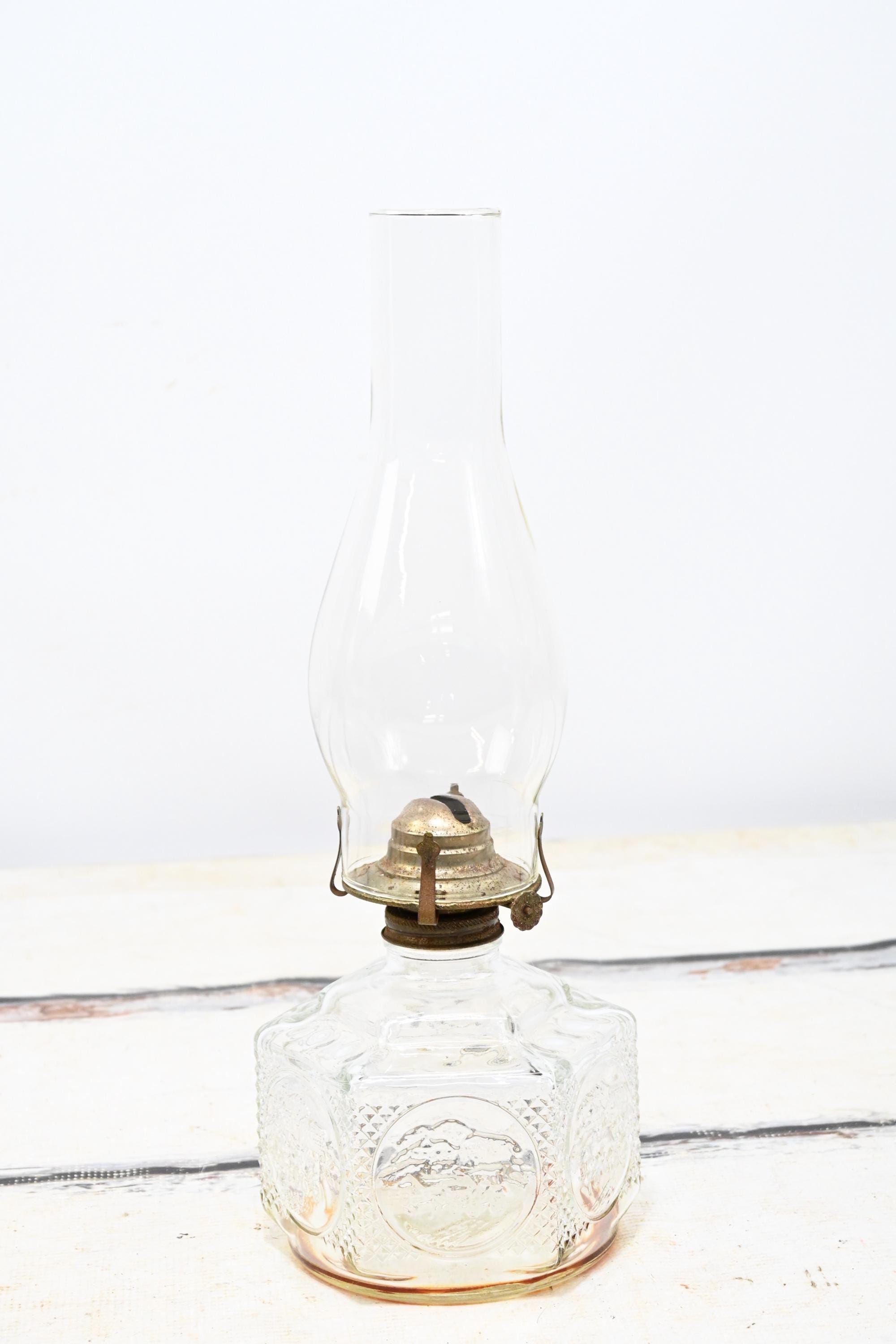 Vintage Lamplight Farms Oil Lamp Embossed Horse and Buggy Scene