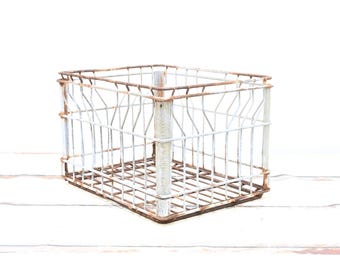 小物入れ Vtg wire l milk crate Vintage Borden's Dairy Wire Metal Milk Crate Carrier 11-59 4