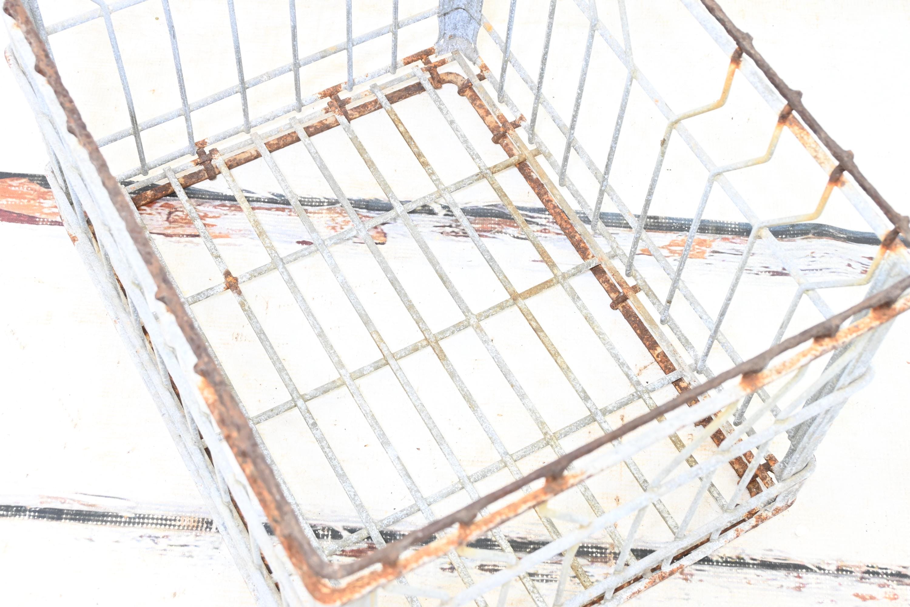 Rare Vintage Wire Milk Crate Toledo Milk Prod. Metal Milk Crate