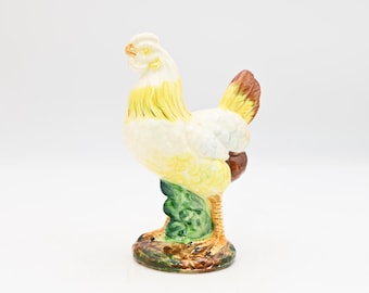 Vintage Hand-painted Ceramic Rooster Figure Chicken Farm House Rustic Decor