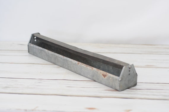 Vtg Galvanized Metal Country Farm Chicken Feeder Trough Tray Etsy