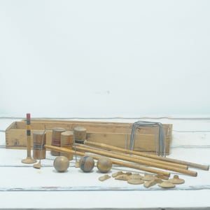 Antique Wood Croquet Set With Original Wood Box Table Croquet Set Possibly Late 1800s