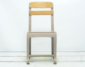 Vintage 1950's American Seating Envoy Bent Wood and  Metal Desk Chair School Chair Industrial Metal  +