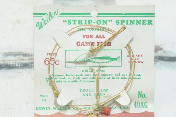 NOS Vintage Carded Weller strip-on Spinner Vintage Lurę No. 40AG