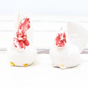 Vintage Bantam White Chicken Hen Rooster Salt And Pepper Shaker Set Japan