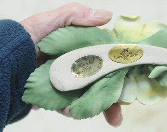 アンティークイタリア カポディモンティ 子供と鳥の実りの草原 収穫