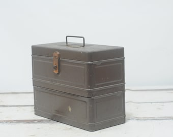 Vintage Blue Tool Box Cantilever Fold-out Toolbox Tackle Box Good to Fair  Cond. -  India