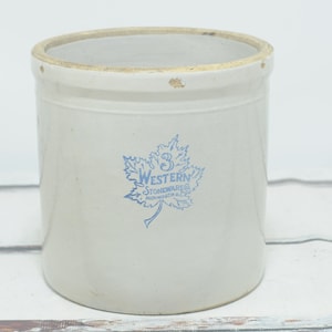 Double Image Antique/Vintage #3 Western Maple Leaf Western Stoneware Co. Crock Large Three Gallon Crock