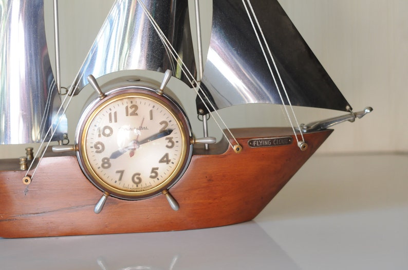 Vintage Clock Sailing Ship Boat Clock Ship Clock Mantel Etsy