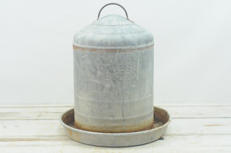 Vintage Primitive Oakes Mfg 502 Zinc Galvanized Metal Farm Etsy