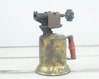 Vintage. Mosiężny palnik z drewnianą rączką CLAYTON & LAMBERT Mfg Co. Palnik +