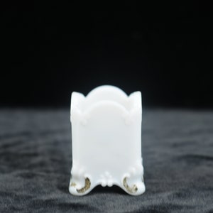 Antique EAPG Milk Glass Toothpick Holder Possibly Heisey Victorian Era Late 1800s Sweet Scroll Design +