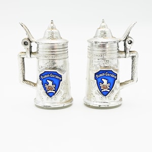 Vintage Silver Beer Stein Salt and Pepper Shakers Busch Gardens Made in Japan