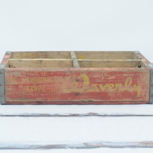 Rare  1959 Wood Waverly Soda Pop Crate Gary IN Wood And Metal Soda Delivery Box