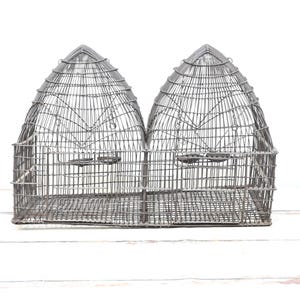 Antique Iron Bird Cage Architectural Double Domes Twin Beehive with Swings