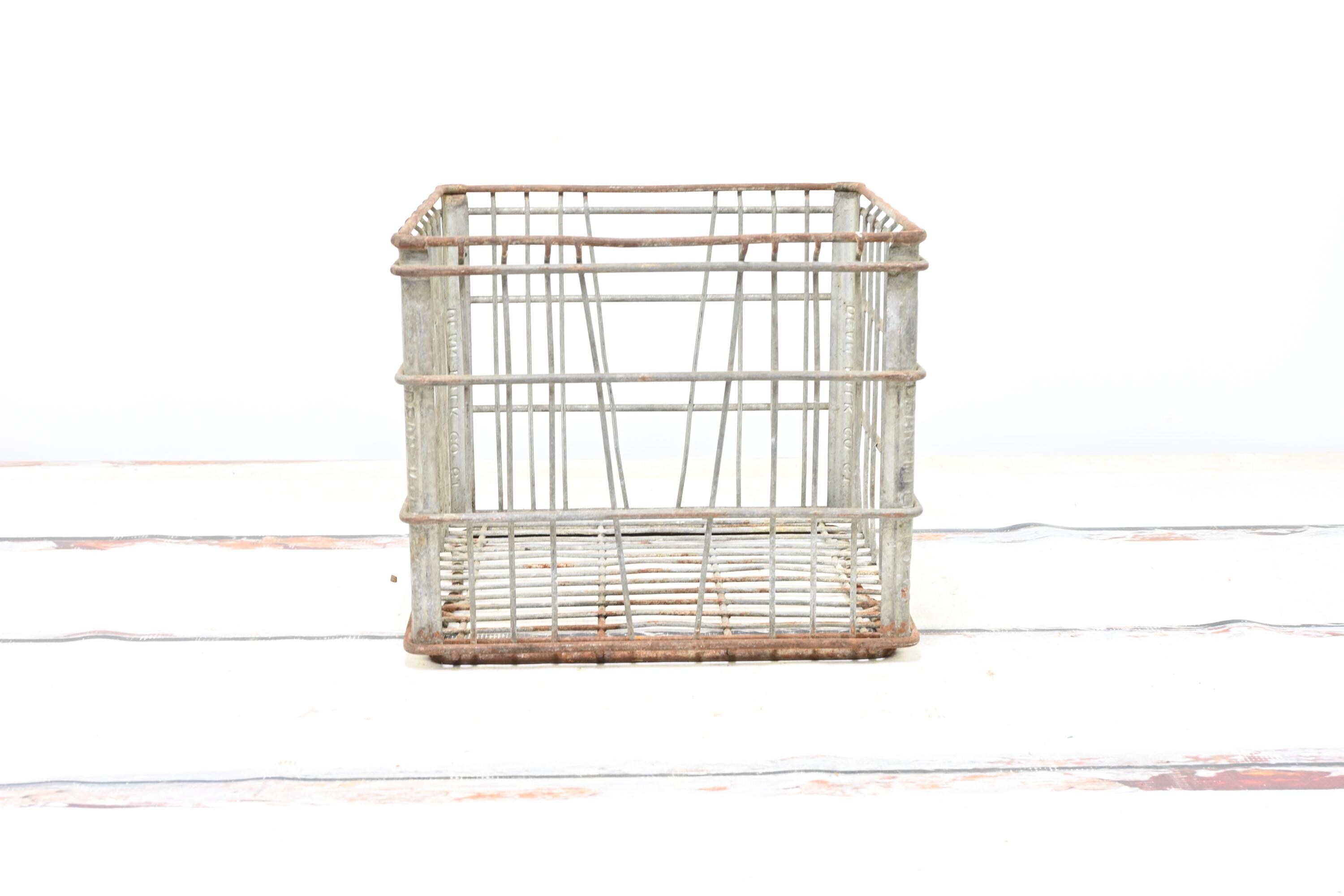 ヴィンテージワイヤーミルククレート ディーンズデイリー メタルミルク