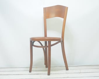 Vintage/Antik Thonet böjd trästol Matstol i trä Accentstol Trästol Massivt träsits och ryggstöd behöver renoveras
