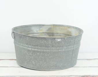 Vintage Galvanized Tub Wash Tub #3 Bucket Metal Handle Galvanized