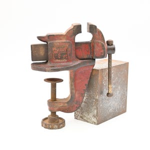 Small Vintage Red Bench Vise Jewelers Watchmakers Engravers Vise  1.75&quot;Jaws