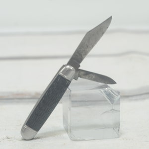 Vintage Pocket Folding Knife Black and Silver 2 Blade Knife 6&quot; Blade 3.5&quot; Folded&quot; +