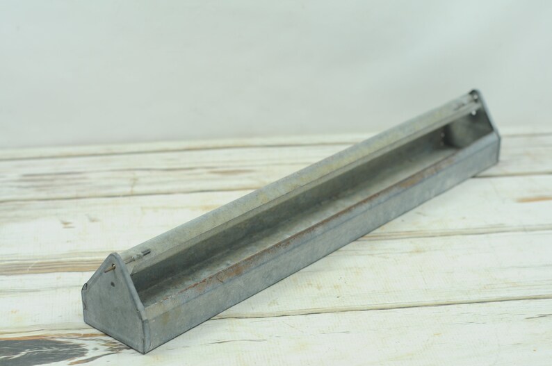 Vtg Galvanized Metal Country Farm Chicken Feeder Trough Tray Etsy