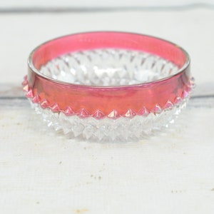 Vintage Pressed Glass Cranberry Glass Bowl Cranberry Red Stripe Bowl Candy Dish