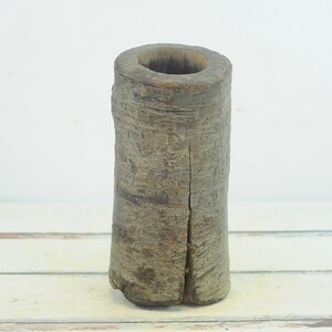 Antique Primitive European Mortar Handmade One Piece Carved Log Food and Grain +