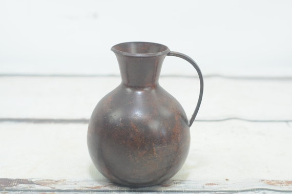 Vintage . Copper Pitcher Decorative Urn Decorative Pitcher Made in India 6.5"H