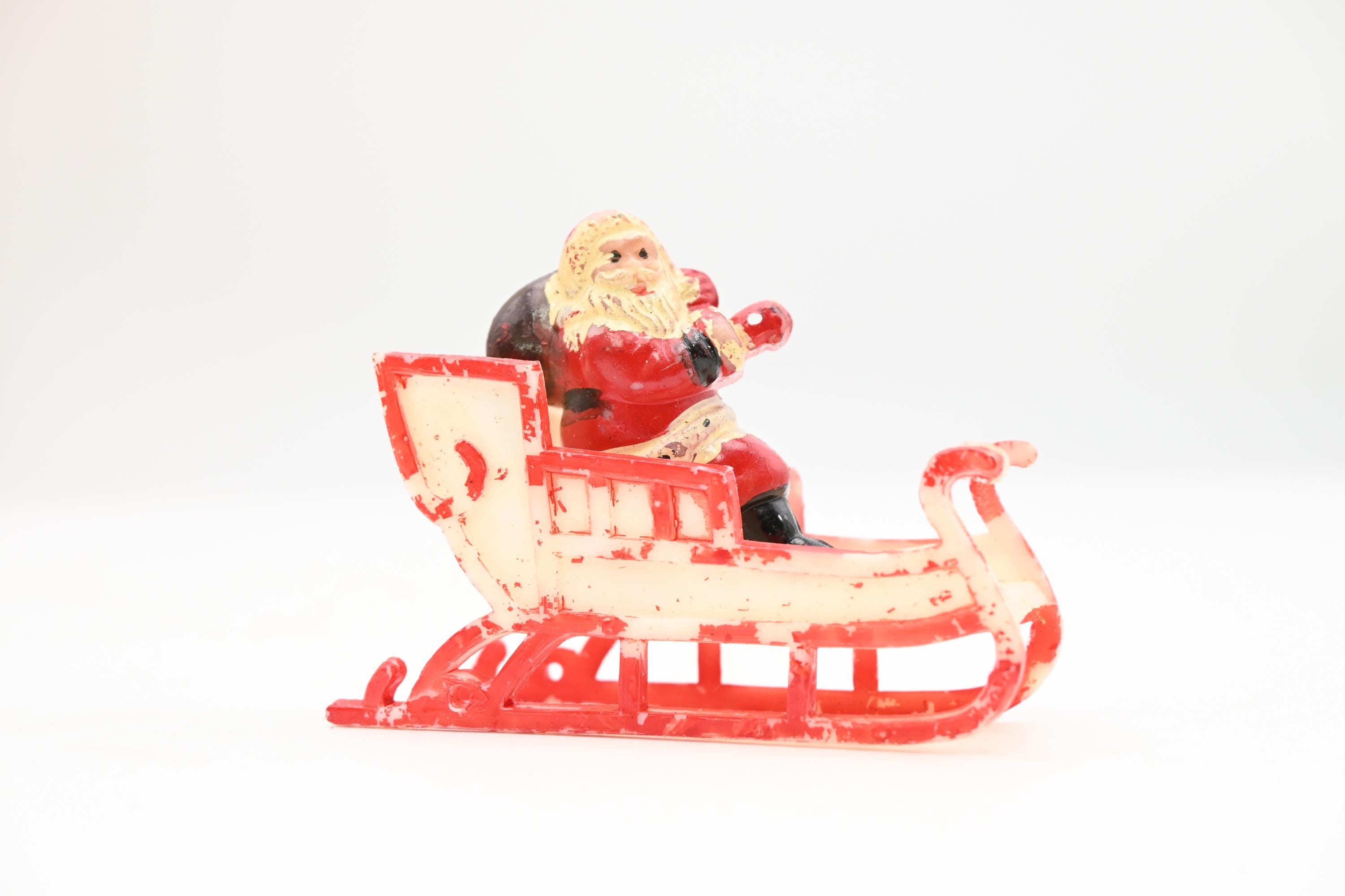 クリスマスタンブリングピクシー　サンタガール　1960年代　ヴィンテージ Vintage 1960s Miniature Christmas Decoration Plastic Santa and
