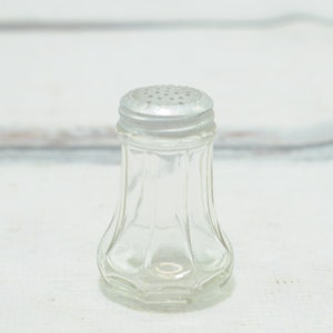 Vintage Pressed Glass Ribbed, Clear Glass Salt, Pepper, Spice Shaker Collectible Serving
