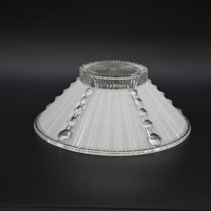 Vintage Art Deco Ceiling Light Shade Cover 10.5&quot; Frosted Textured Glass Bead Accent