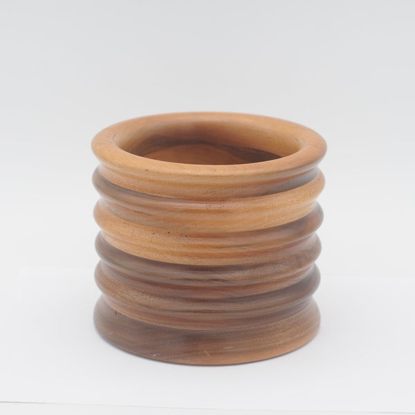 Beautiful Vintage . Hand Turned Wood Vase Jar Bowl Planter Teak? Bowl