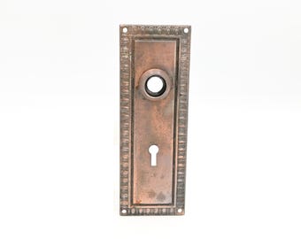1800'S Antique Door Plate Victorian Egg and Dart Copper/Brown Finish Key Hole #5