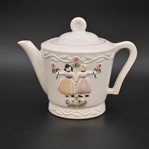 Vintage Porcelier Szkliwiony Porcelanowy Czajnik Z Holenderską Dziewczyną Dekoruje Czajnik USA