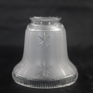 Vintage Lamp Shade Fixture Art Deco Design Frosted  and Clear Glass Ribbed and Cut Glass
