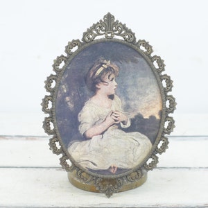 Vintage 16&quot; Ornate Brass Victorian Style Picture Frame Ornate Wall Frame Made in Italy #2