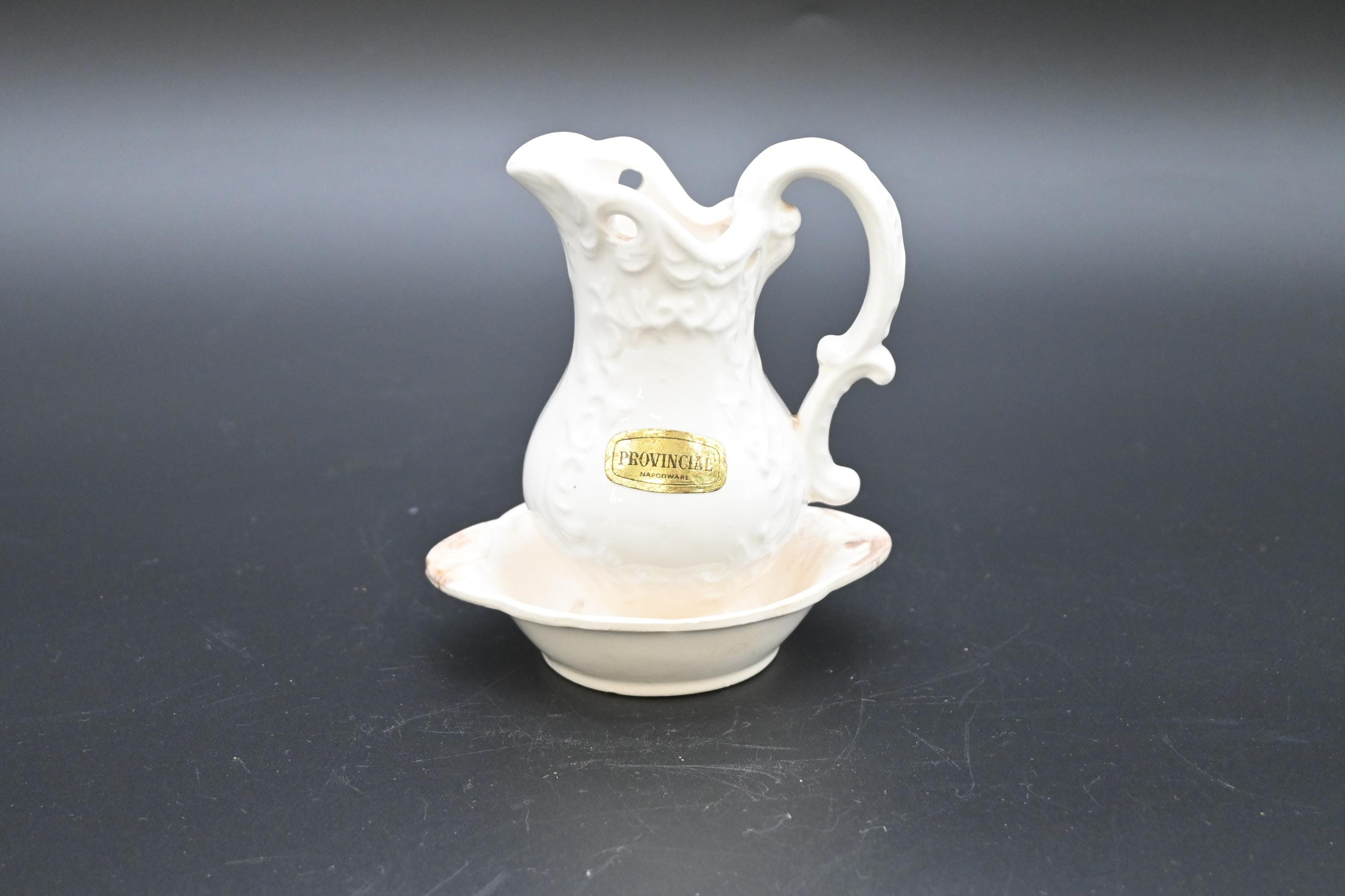 Vintage Napco Napcoware White Provincial Small Pitcher Basin Bowl