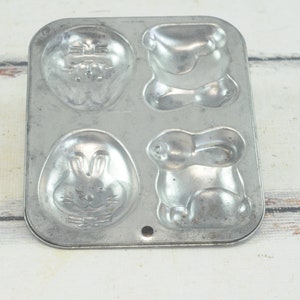 Vintage Aluminum Easter Candy Mold Metal Chocolate Mold Easter Egg Bunny Mold