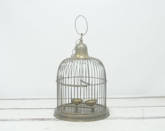Vintage/Antique Large 16.5"+ Ring Brass Birdcage Round Bird Cage Antique Bird Cage