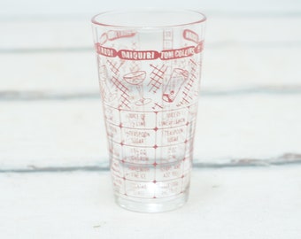 Vintage . Retro Mixed Drink Cocktail Mixer Shaker Drink Recipes 1950's Red Graphics Barware